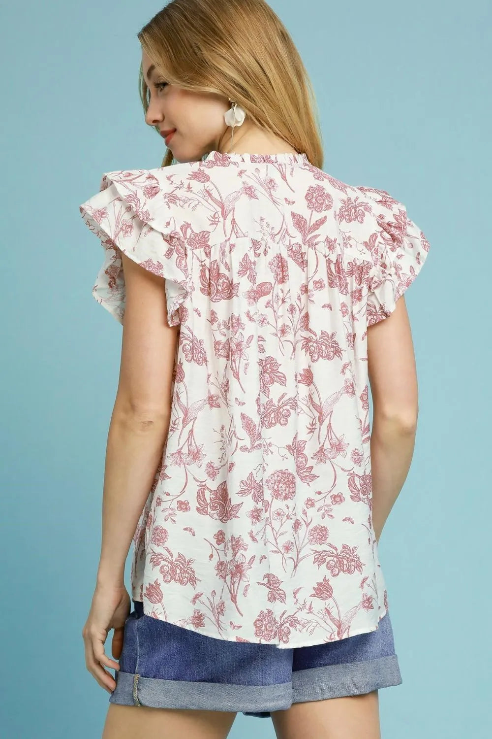 Umgee Full Size Two Tone Boxy Cut Floral Print Blouse Plus Size - Premium Dresses from Trendsi - Just $46.99! Shop now at Handbags Specialist Headquarter