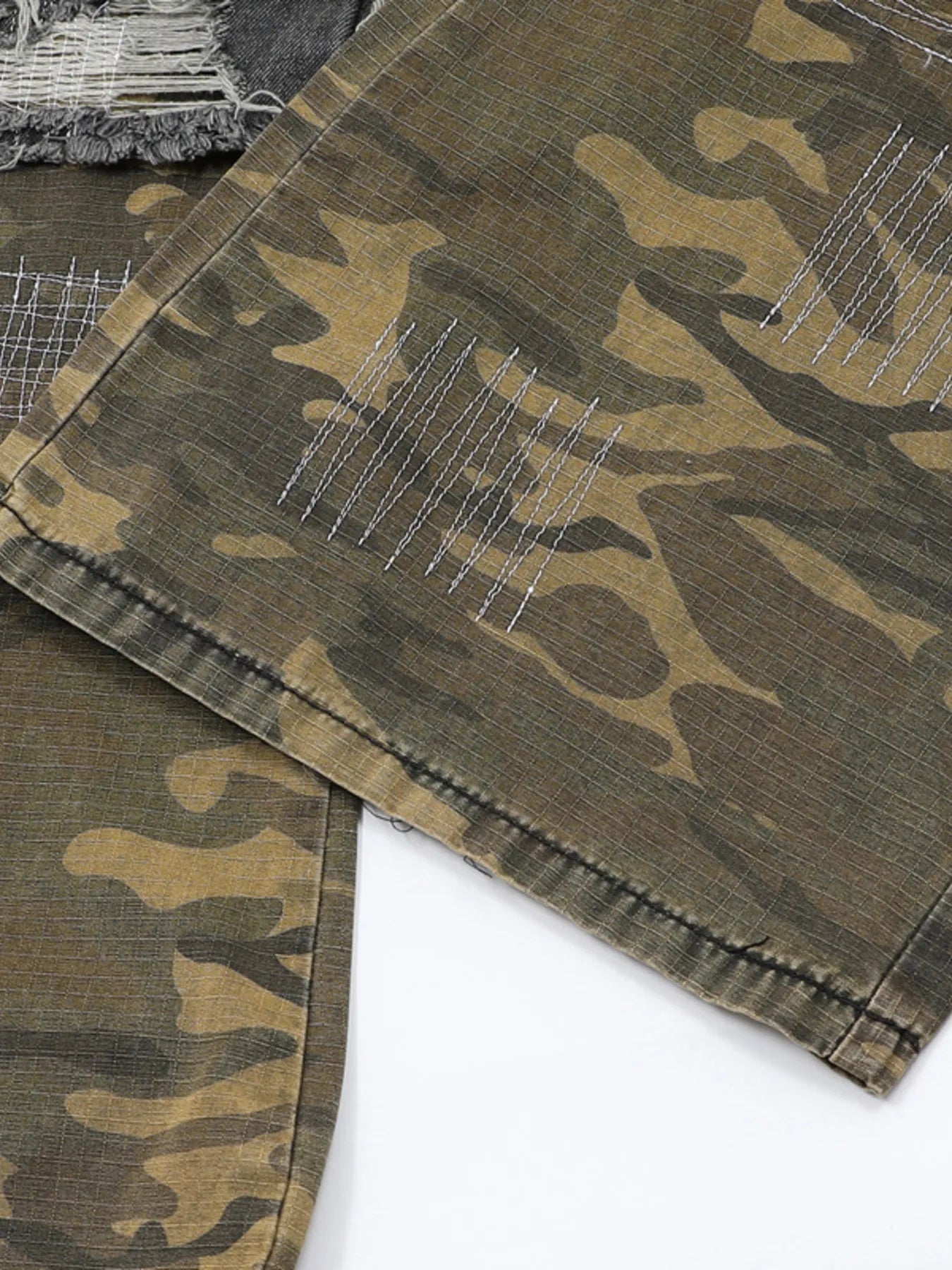 Men's Full Size Distressed Denim Jeans with Camo Patchwork Detailing Plus Size - Premium Women / Jeans & Denim from Trendsi - Just $95.99! Shop now at Handbags Specialist Headquarter