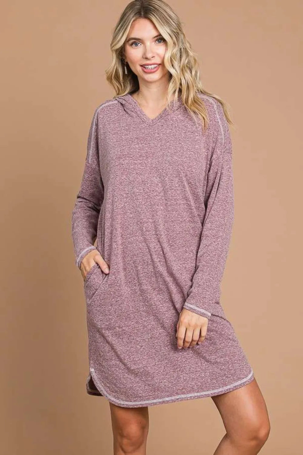 Culture Code Full Size Hooded Long Sleeve Sweater Dress - Premium Dresses from Trendsi - Just $35.99! Shop now at Handbags Specialist Headquarter