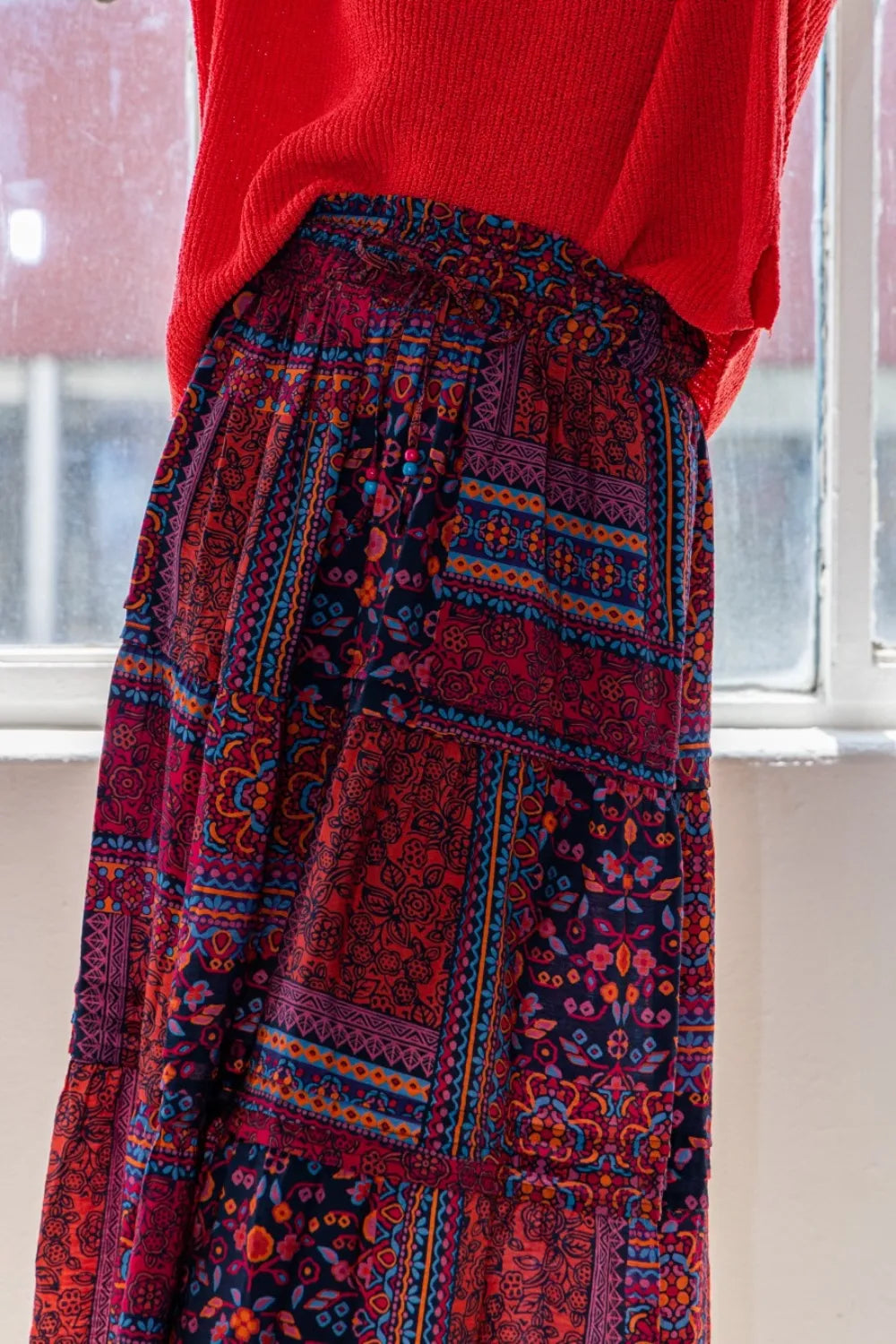 ODDI Full Size Printed Tiered Maxi Skirt - Premium from Trendsi - Just $53.99! Shop now at Handbags Specialist Headquarter