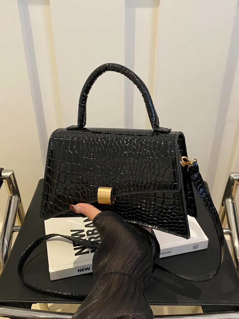 Solid Color PU Leather Handbag - Premium handbags from Trendsi - Just $21.99! Shop now at Handbags Specialist Headquarter