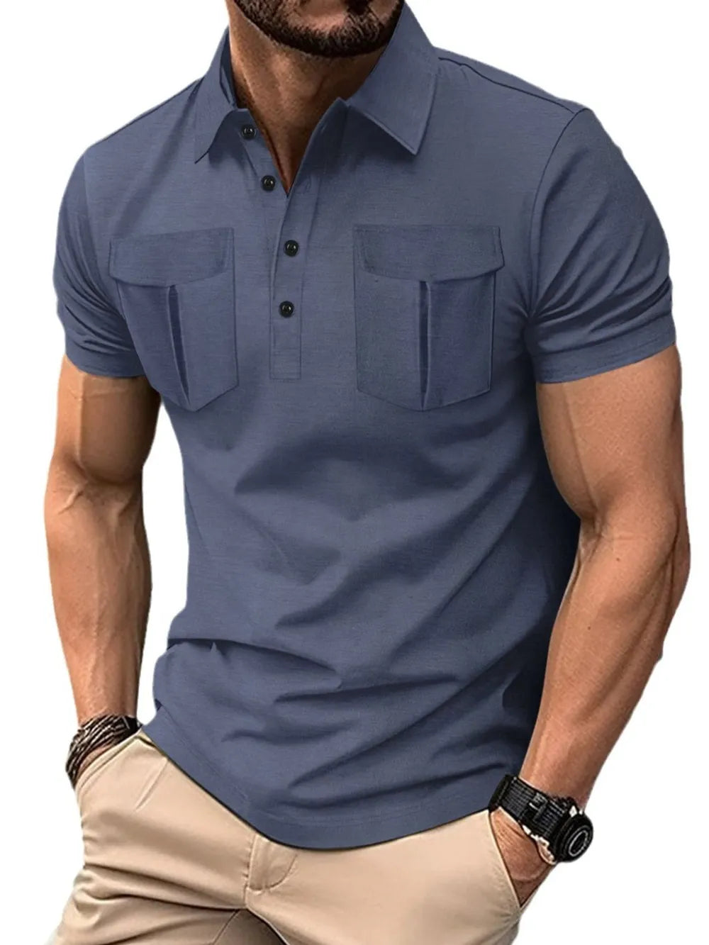 Men's Full Size Collared Short Sleeve Polo Plus Size - Premium Men's Polo shirt from Trendsi - Just $36.99! Shop now at Handbags Specialist Headquarter