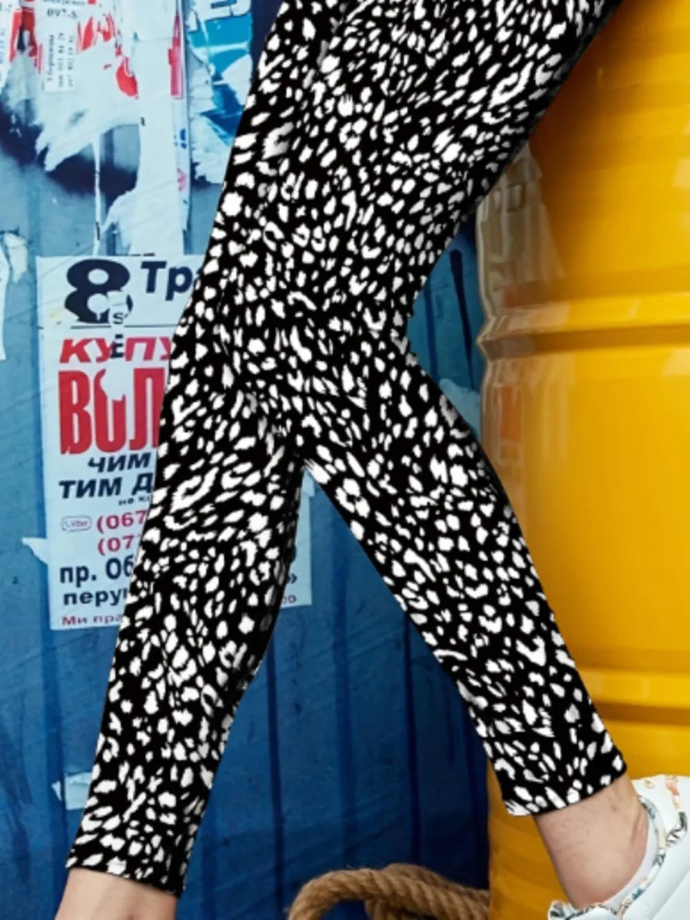 Printed High Waist Skinny Leggings - Premium Leggings from Trendsi - Just $36.72! Shop now at Handbags Specialist Headquarter