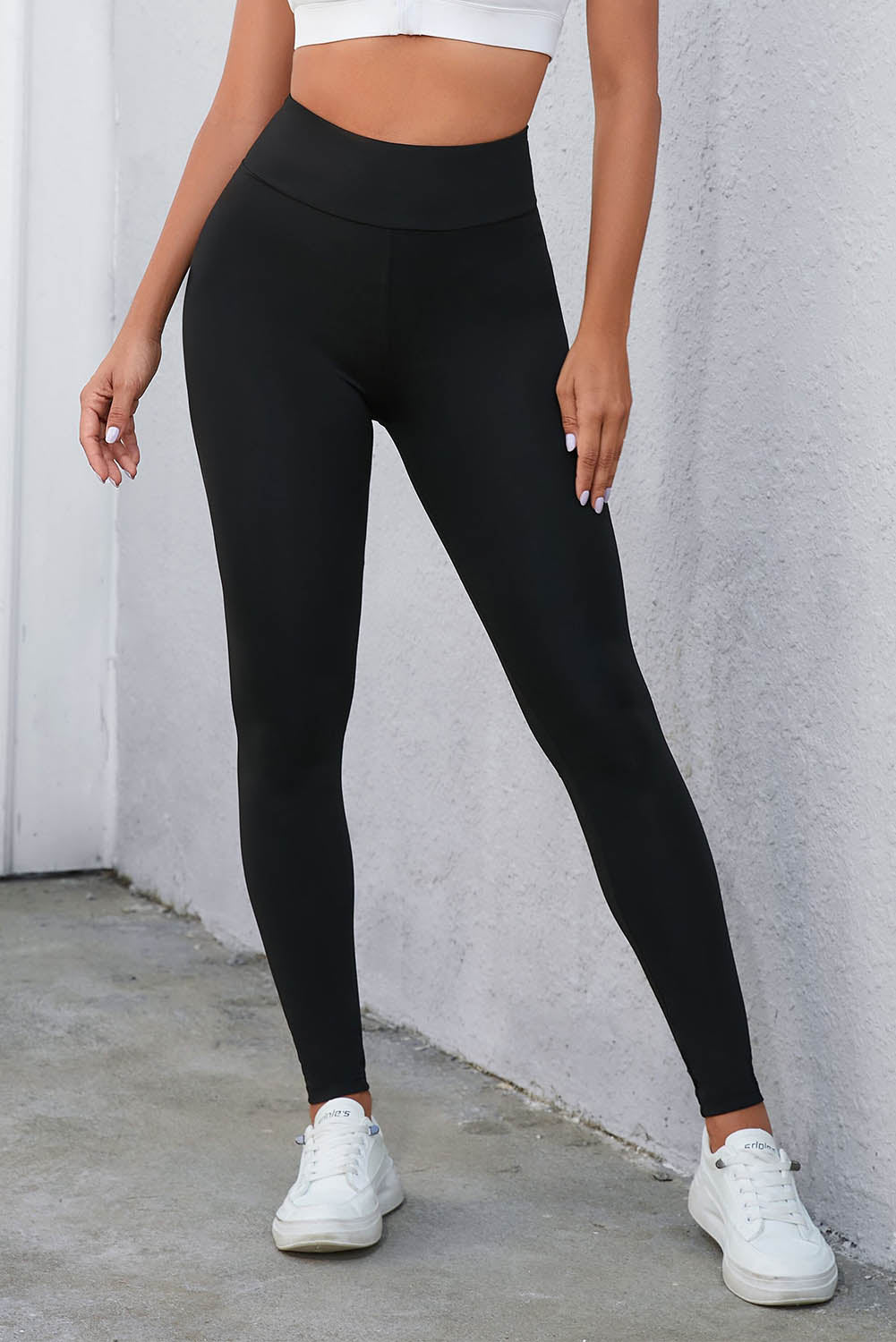 Crisscross Detail Wide Waistband Leggings - Premium Leggings from Trendsi - Just $38.19! Shop now at Handbags Specialist Headquarter