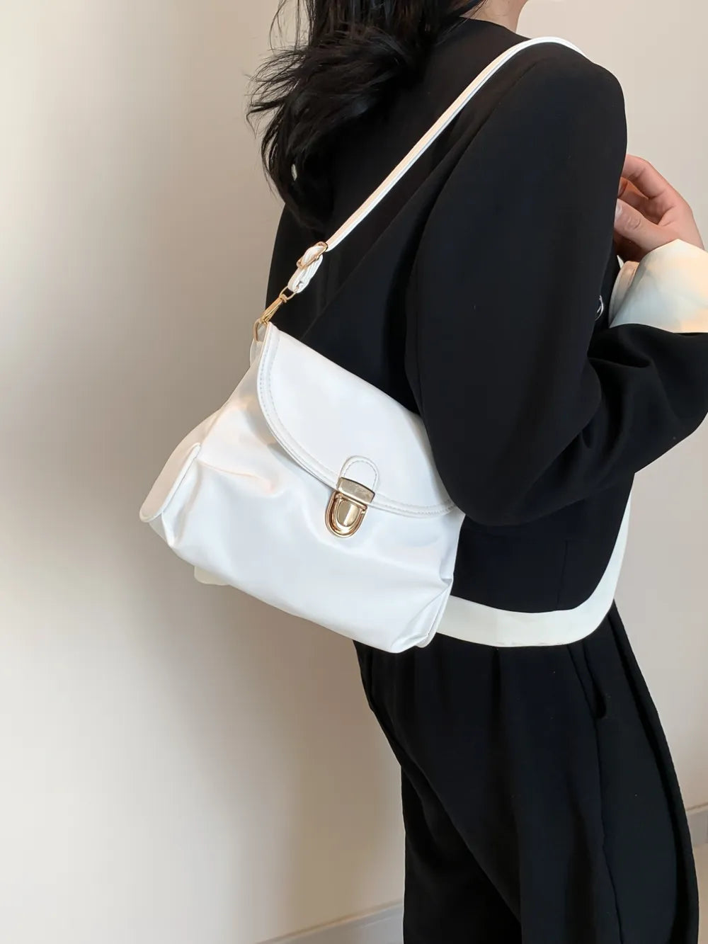 PU Leather Adjustable Strap Crossbody Bag - Premium Crossbody Bag from Trendsi - Just $18.99! Shop now at Handbags Specialist Headquarter