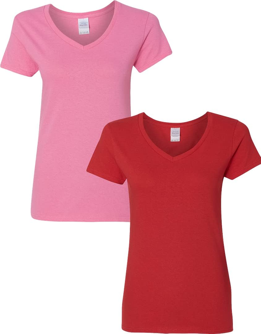 Gildan V-Neck Cotton Tee Duo for Women