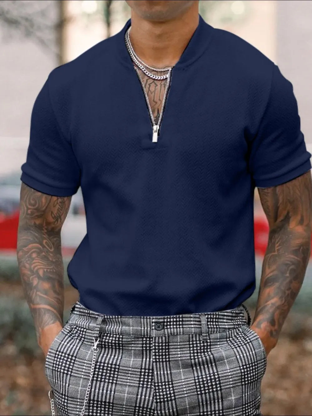 Men's Full Size Baseball Collar Solid Polo Plus Size - Premium Men's Shirts from Trendsi - Just $34.86! Shop now at Handbags Specialist Headquarter