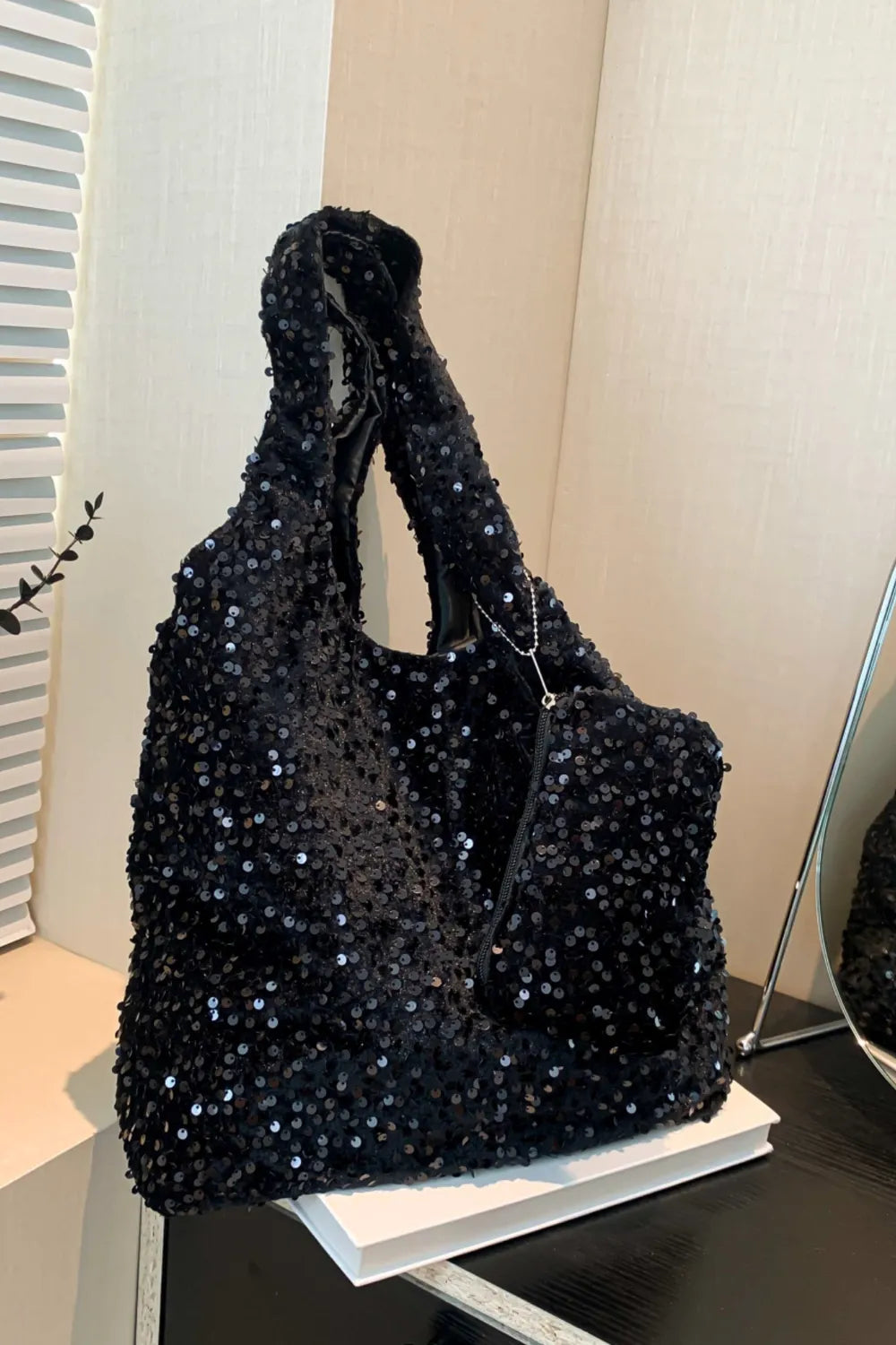 Sequin Polyester Handbag - Premium Tote Bag from Trendsi - Just $32.99! Shop now at Handbags Specialist Headquarter