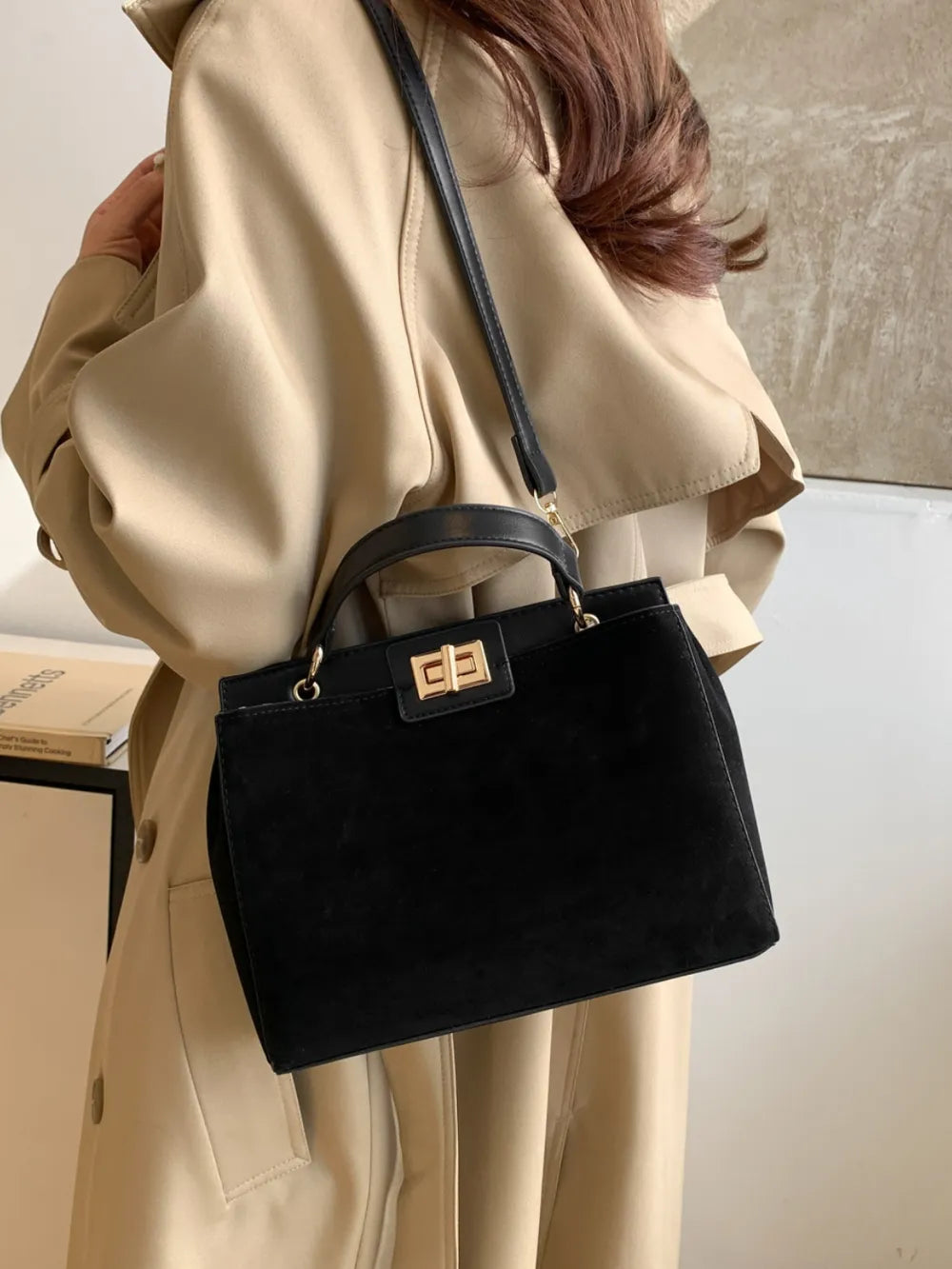Solid Color Handbag with Removable Strap - Premium handbags from Trendsi - Just $33.99! Shop now at Handbags Specialist Headquarter