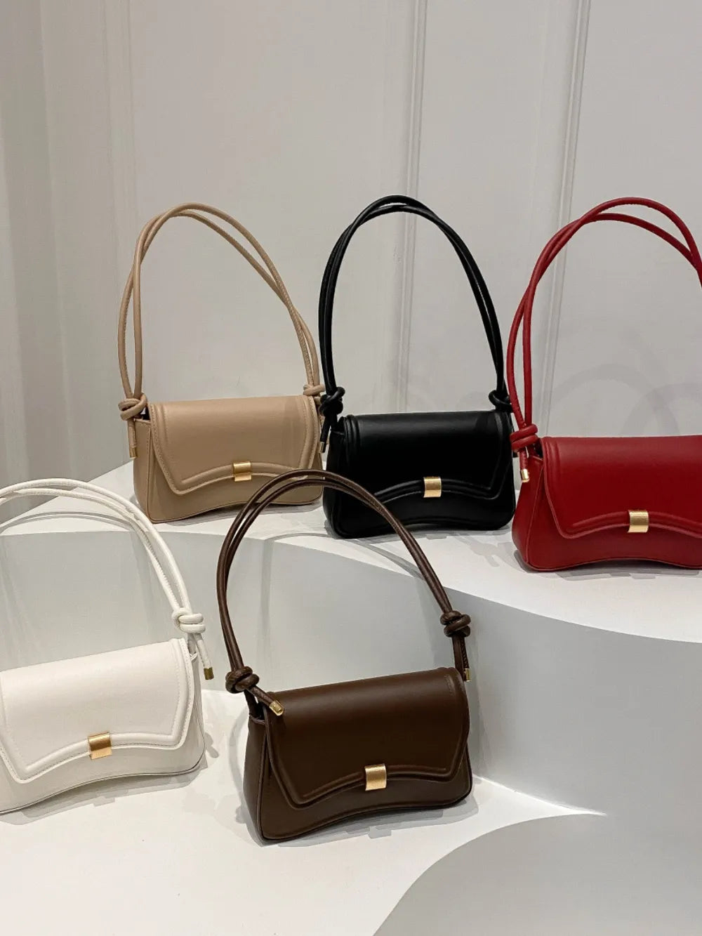 Knotted Strap PU Leather Handbag - Premium handbags from Trendsi - Just $19.99! Shop now at Handbags Specialist Headquarter