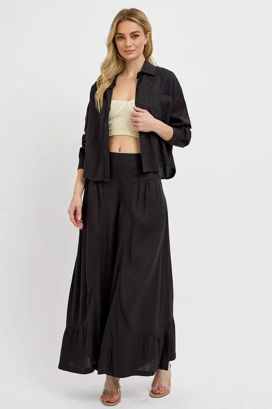 RISEN Button Down Long Sleeve Shirt - Premium Women's Down Shirt Tops from Trendsi - Just $45.72! Shop now at Handbags Specialist Headquarter