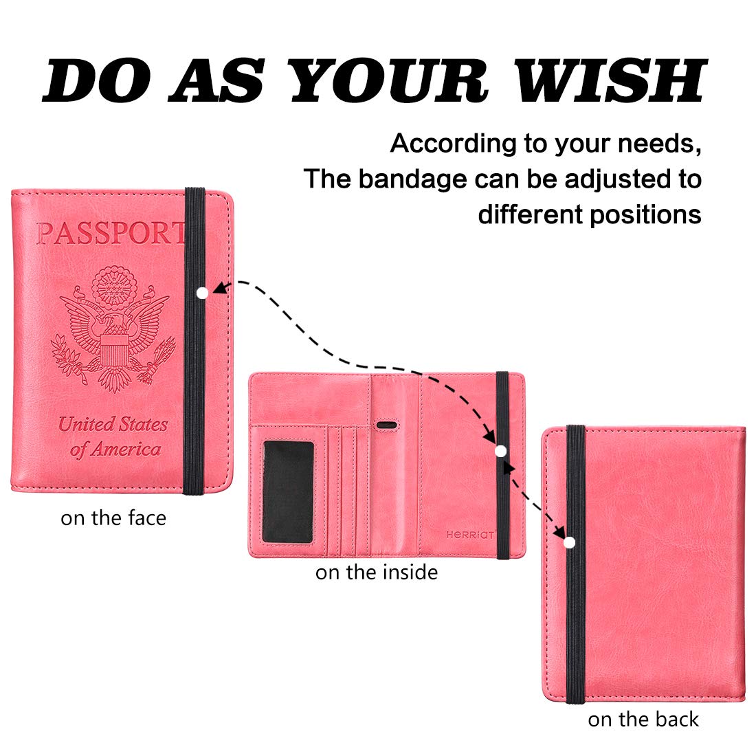 HerriaT RFID Leather Passport Wallet - Gray