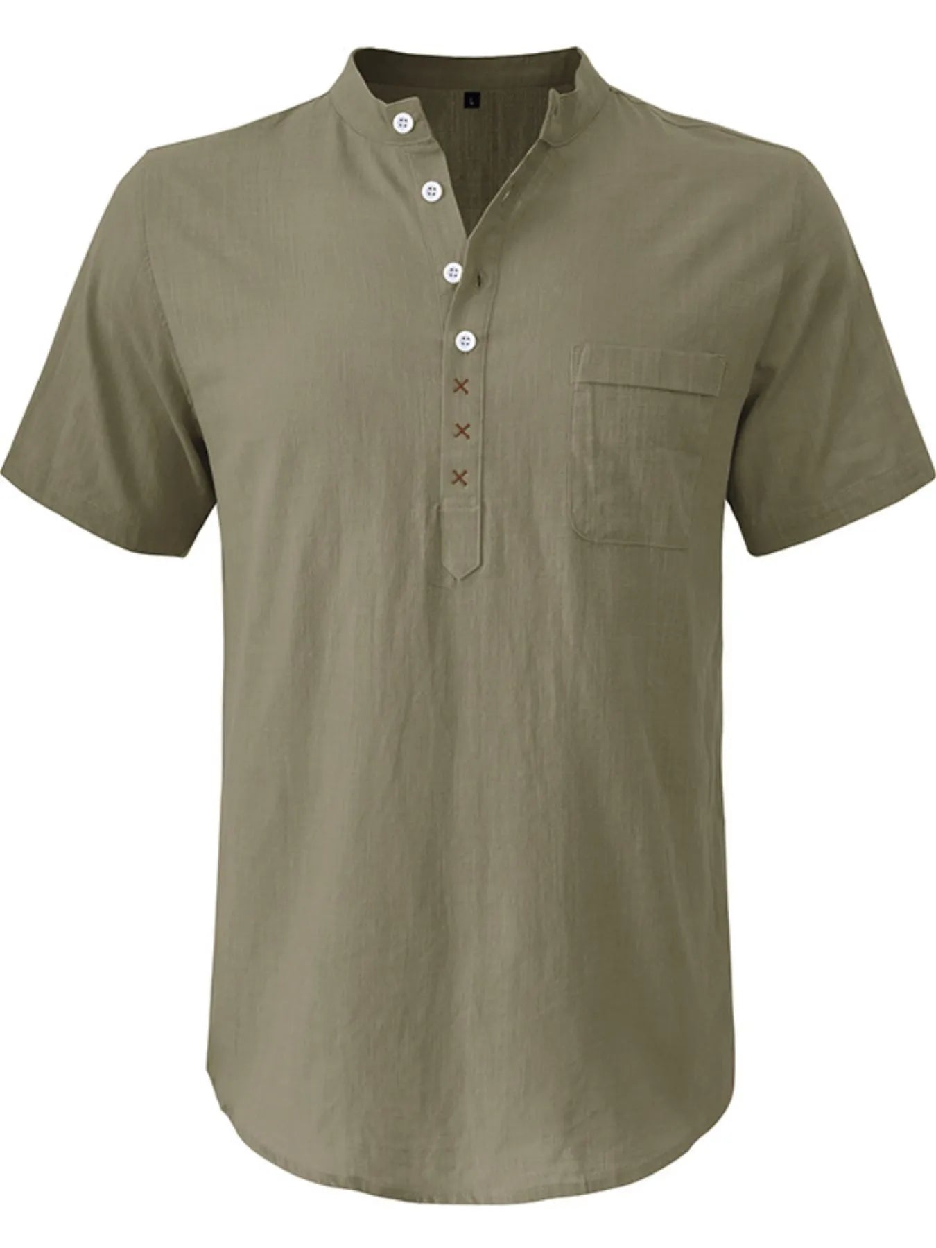 Men's Casual Collar Short Sleeve Linen Polo Shirt - Premium Men's Polo shirt from Trendsi - Just $41.99! Shop now at Handbags Specialist Headquarter