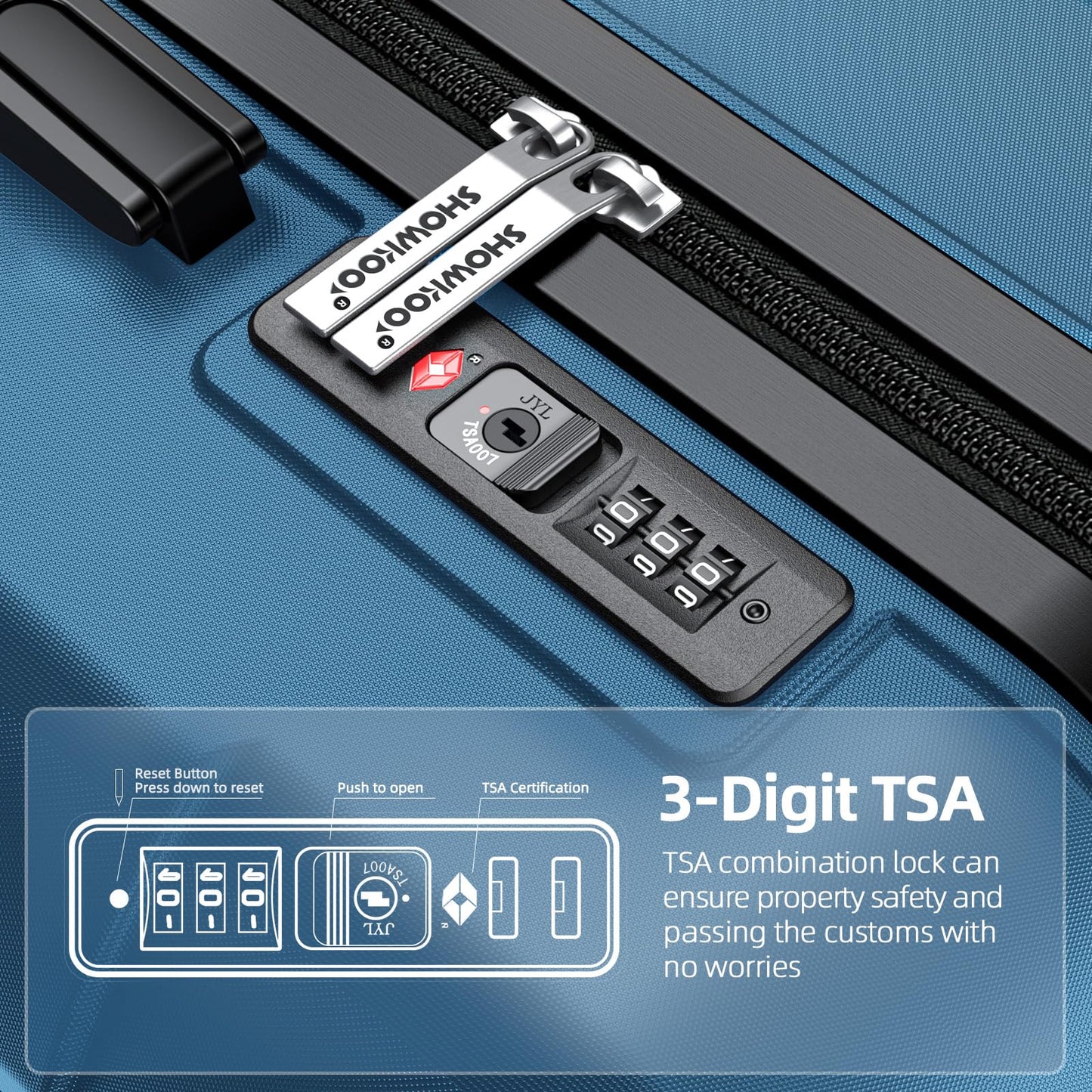 Expandable ShowKoo Suitcase - Durable & TSA Lock