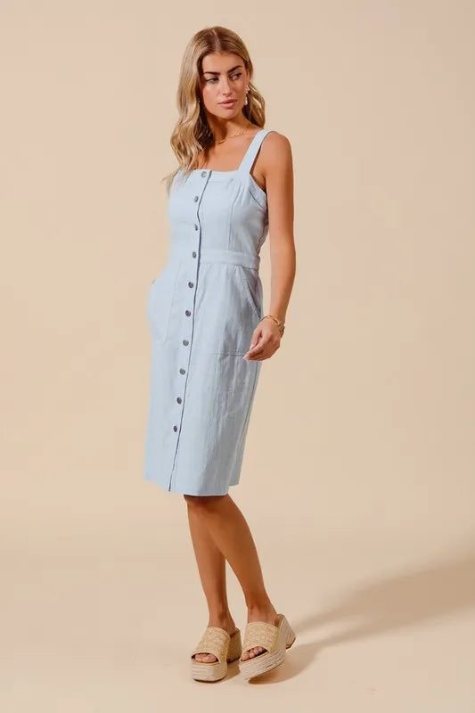 SO ME Button Down Pocket Front Pinafore Dress - Premium Women / Jeans & Denim from Trendsi - Just $52.06! Shop now at Handbags Specialist Headquarter