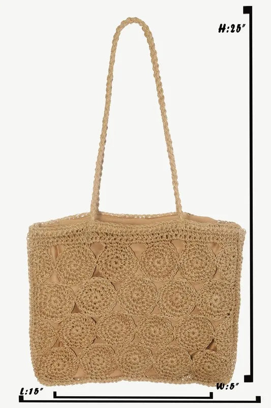 Fame Square Braided Pattern Tote Bag - Premium Tote Bag from Trendsi - Just $41.99! Shop now at Handbags Specialist Headquarter