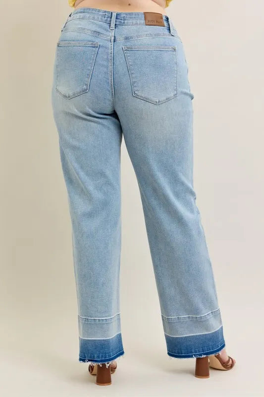 Judy Blue Full Size Mr Release Hem Wide Leg Jeans Plus Size - Premium Women / Jeans & Denim from Trendsi - Just $67.99! Shop now at Handbags Specialist Headquarter