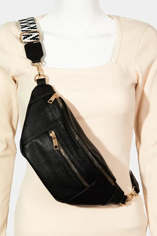 Fame PU Leather Crossbody Bag with Removable Strap - Premium Crossbody Bag from Trendsi - Just $30.99! Shop now at Handbags Specialist Headquarter