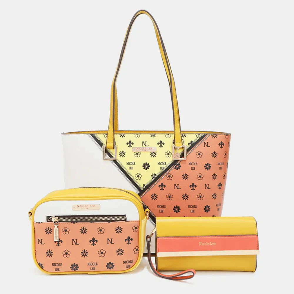 Nicole Lee USA 3-Piece Color Block Handbag Set - Premium handbags from Trendsi - Just $50.99! Shop now at Handbags Specialist Headquarter