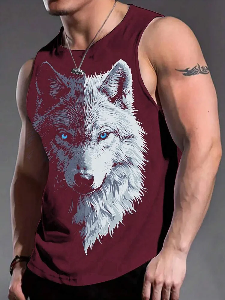 Street Fashion Personality Wolf Print Men's Tank Top Summer Daily Casual Men's Cool Tank Top Outdoor Sports Men's Tank Top - Premium Men tank top from eprolo - Just $14.99! Shop now at Handbags Specialist Headquarter