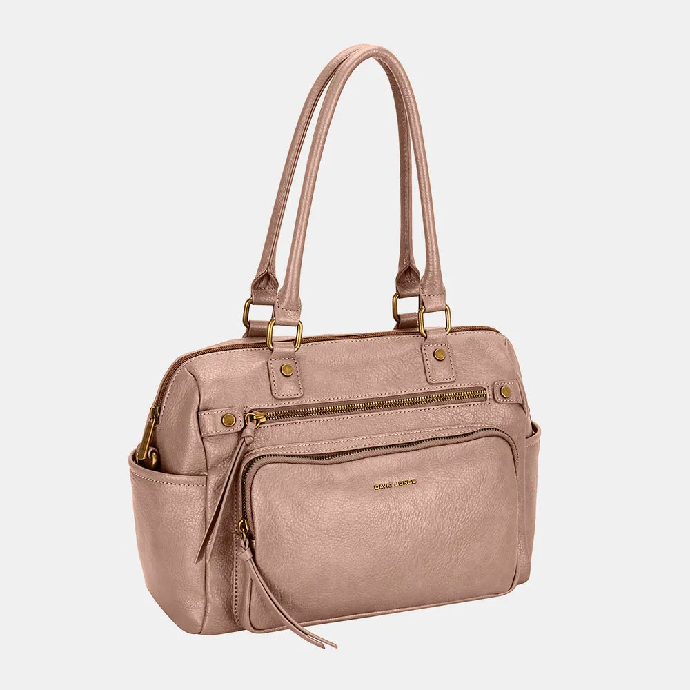 David Jones Zipper PU Leather Handbag - Premium Tote Bag from Trendsi - Just $51.99! Shop now at Handbags Specialist Headquarter