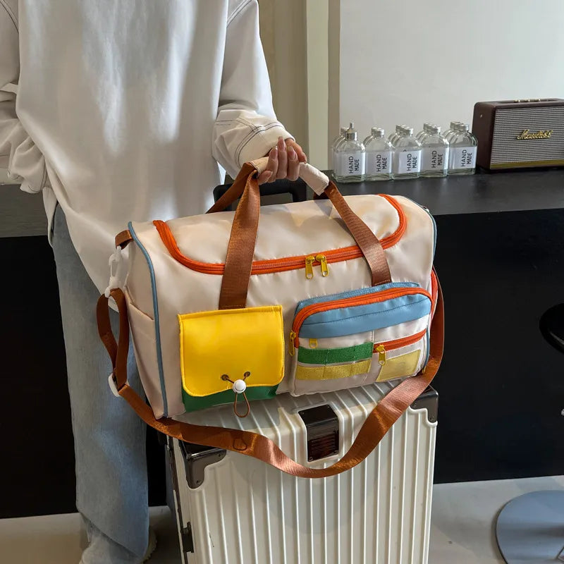 Color Block Multi-Pockets Travel Bag - Premium travel-bag from Trendsi - Just $39.99! Shop now at Handbags Specialist Headquarter