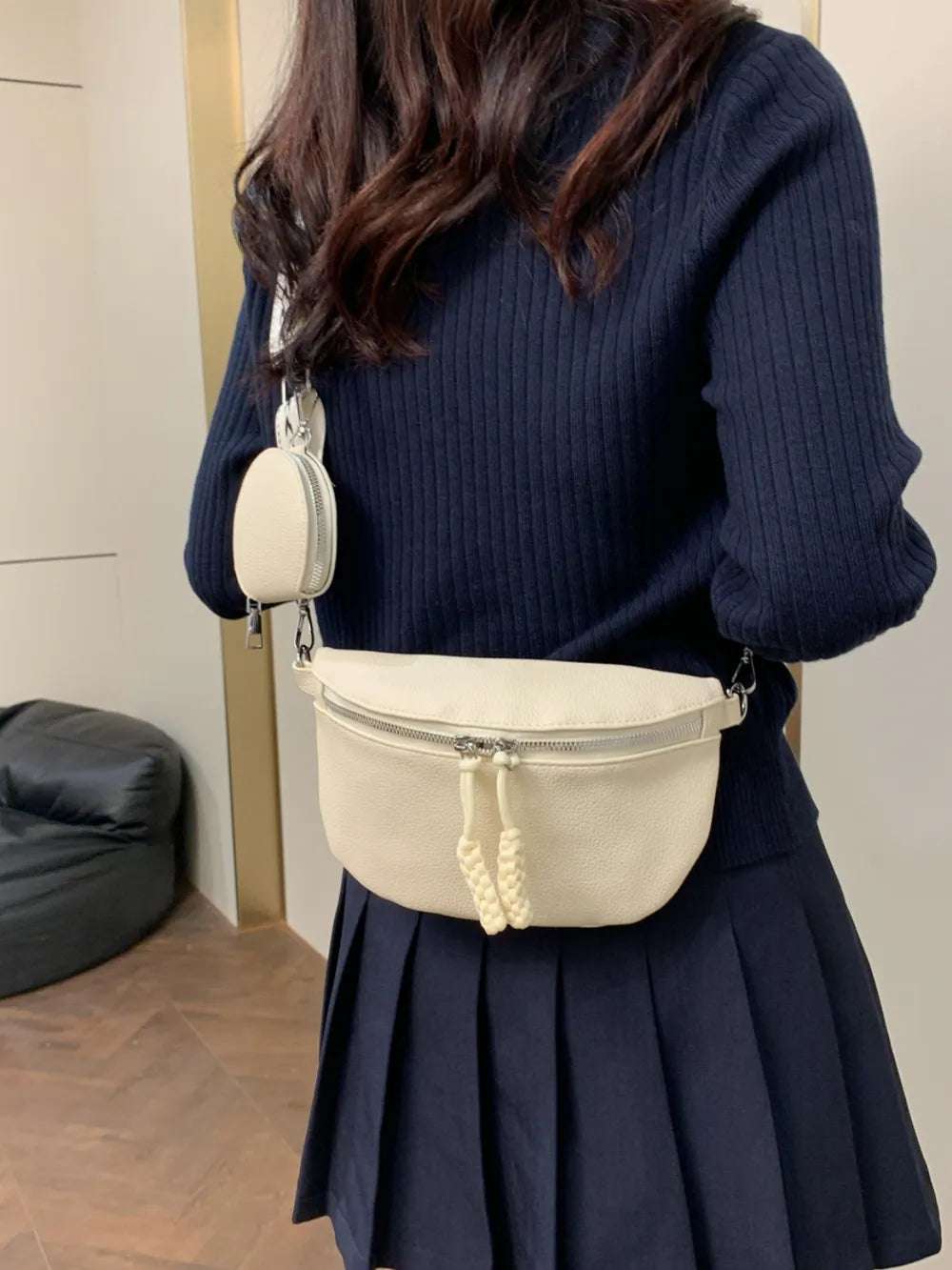 PU Leather Adjustable Strap Crossbody Bag with Coin Purse - Premium Crossbody Bag from Trendsi - Just $27.99! Shop now at Handbags Specialist Headquarter