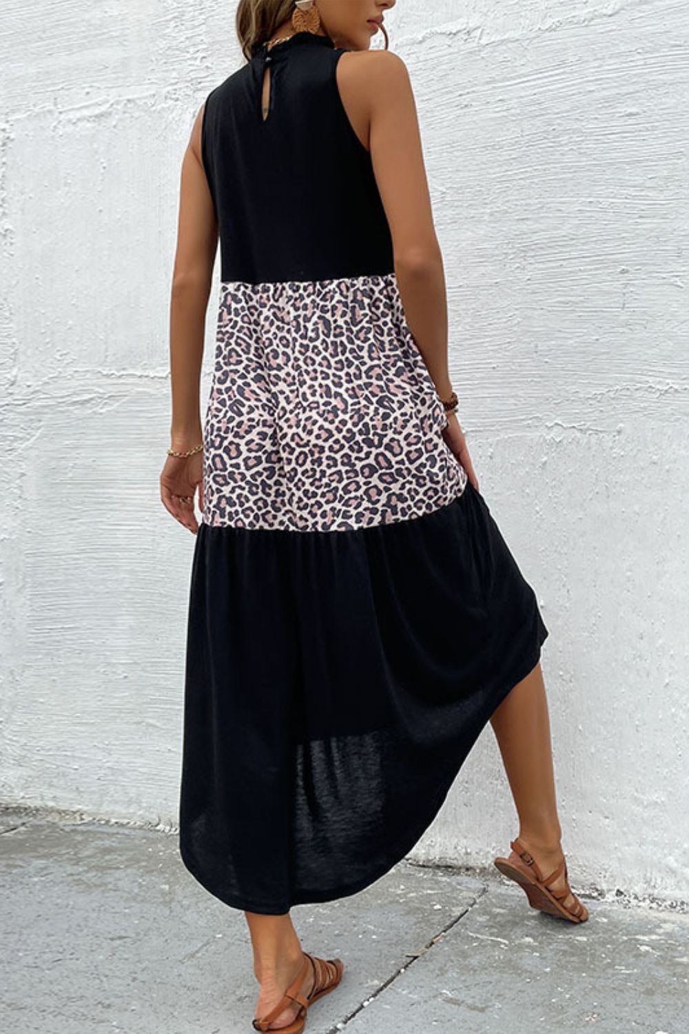 Perfee Leopard Contrast Sleeveless Maxi Dress - Premium Maxi Dress from Trendsi - Just $38.99! Shop now at Handbags Specialist Headquarter