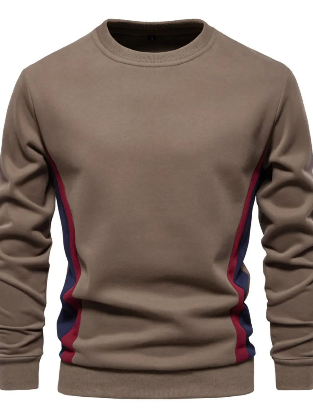 Men's Side Striped Contrast Round Neck Sweatshirt - Premium Men's Sweatshirts from Trendsi - Just $36.54! Shop now at Handbags Specialist Headquarter