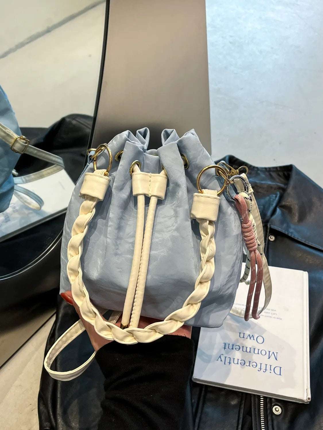 Drawstring PU Leather Bucket Bag - Premium Crossbody Bag from Trendsi - Just $19.99! Shop now at Handbags Specialist Headquarter