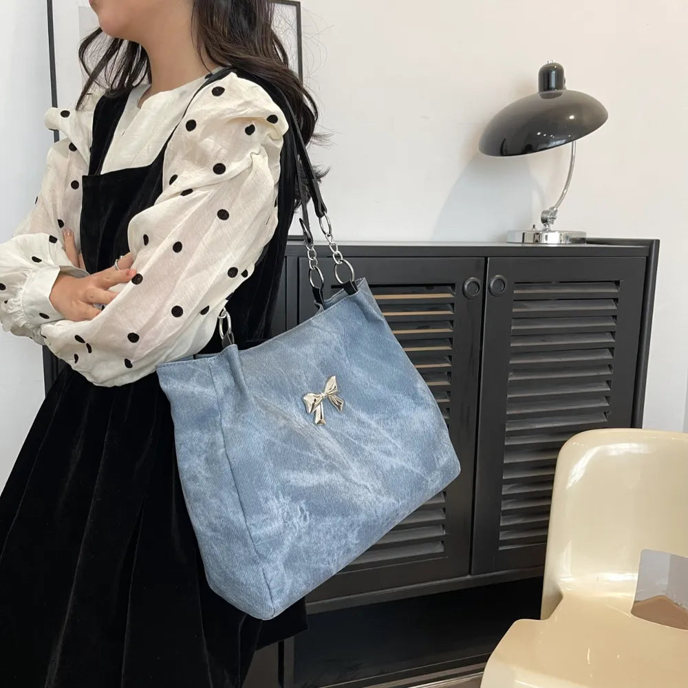 Bow Polyester Medium Tote Bag - Premium Tote Bag from Trendsi - Just $39.99! Shop now at Handbags Specialist Headquarter