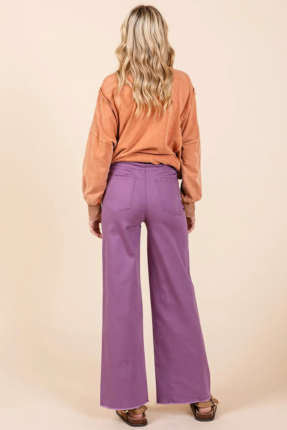 Mittoshop Twill High Waisted Button Fly Wide Leg Pants - Premium Women Pants from Trendsi - Just $56.99! Shop now at Handbags Specialist Headquarter