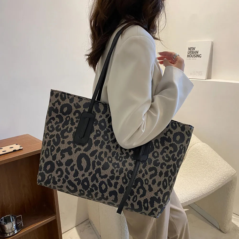 PU Leather Leopard Tote Bag - Premium Tote Bag from Trendsi - Just $39.99! Shop now at Handbags Specialist Headquarter