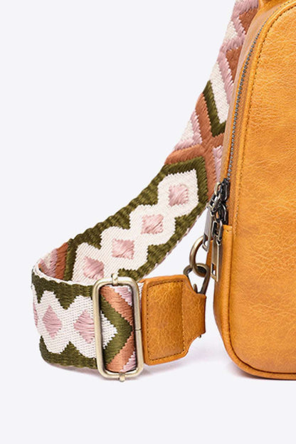 Random Pattern Adjustable Strap PU Leather Sling Bag - Premium Crossbody Bag from Trendsi - Just $32.99! Shop now at Handbags Specialist Headquarter