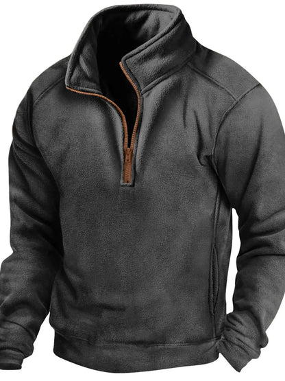 Men's Full Size Half Zip Long Sleeve Sweatshirt Plus Size - Premium Men's Sweatshirts from Trendsi - Just $33.94! Shop now at Handbags Specialist Headquarter