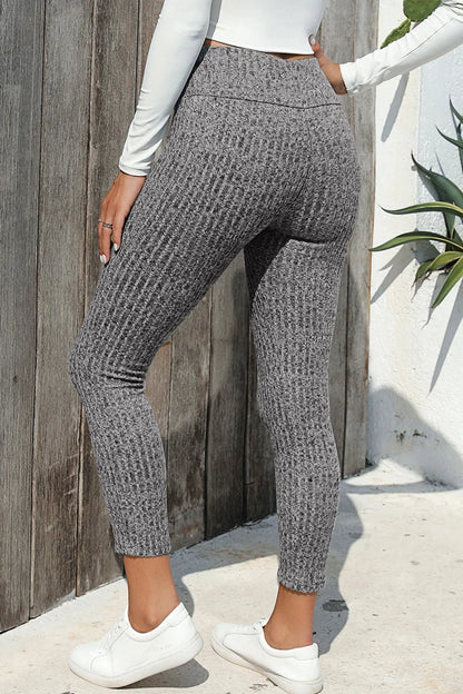 Ribbed High Waist Leggings - Premium Leggings from Trendsi - Just $40.47! Shop now at Handbags Specialist Headquarter