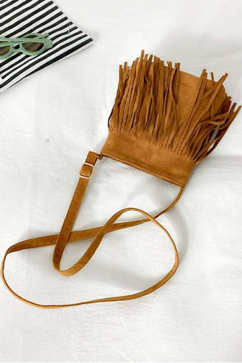 Adored PU Leather Crossbody Bag with Fringe - Premium Crossbody Bag from Trendsi - Just $26.99! Shop now at Handbags Specialist Headquarter