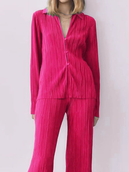 Texture Long Sleeve Top and Pants Lounge Set - Premium Sleepwear from Trendsi - Just $54.99! Shop now at Handbags Specialist Headquarter