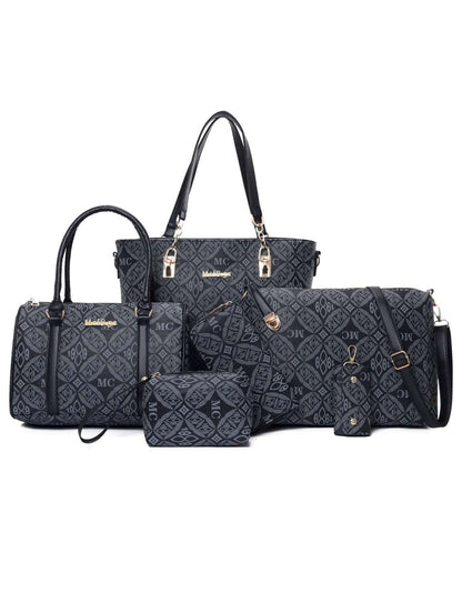 6-Piece Geometric Pattern Bag Set - Premium Wallet from Trendsi - Just $71.99! Shop now at Handbags Specialist Headquarter