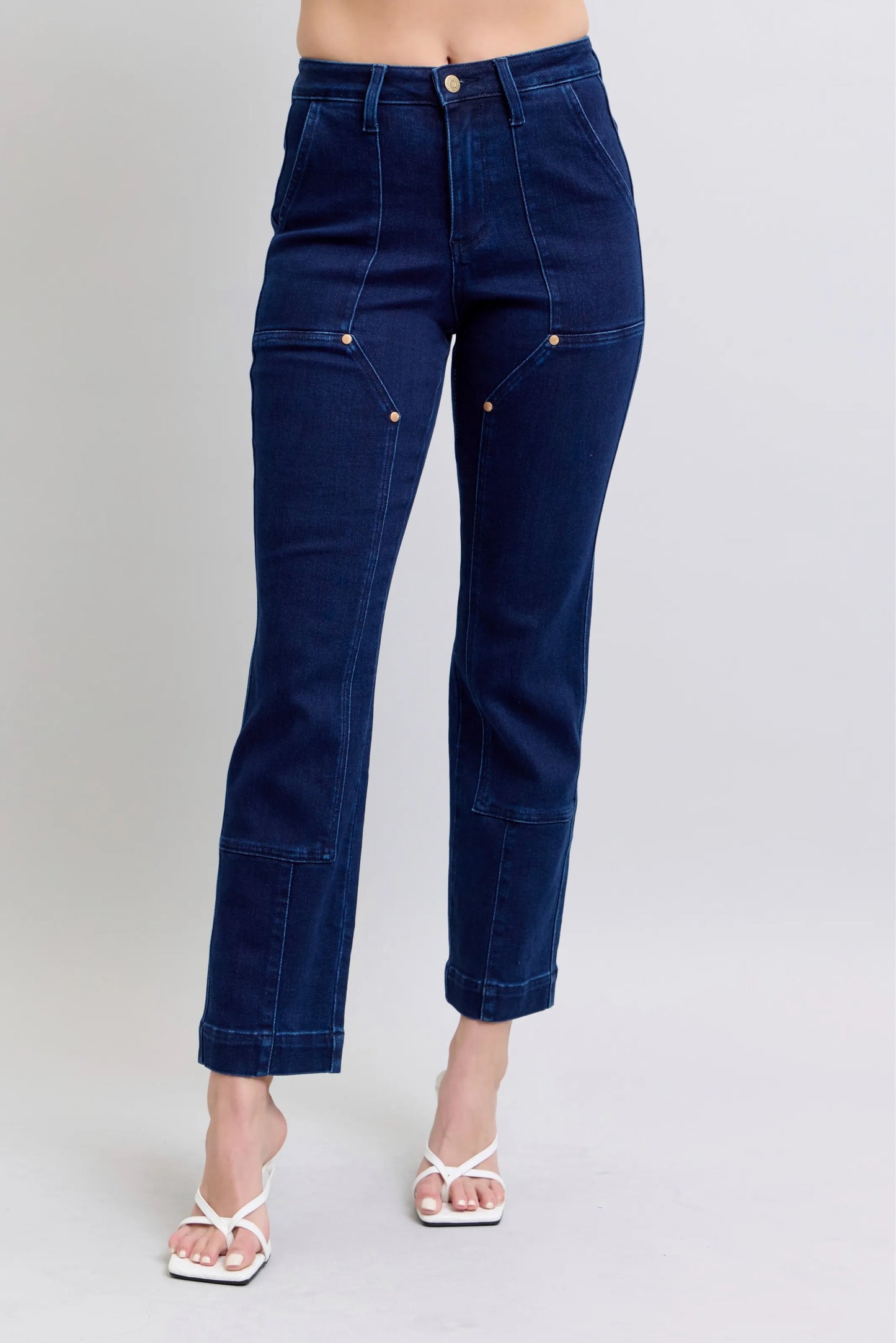 Judy Blue Full Size Hw Work Wear Knee Patch Straight Jeans Plus Size - Premium Women / Jeans & Denim from Trendsi - Just $66.99! Shop now at Handbags Specialist Headquarter