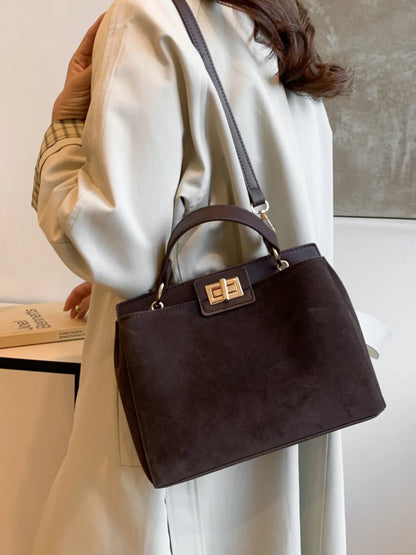 Solid Color Handbag with Removable Strap - Premium handbags from Trendsi - Just $33.99! Shop now at Handbags Specialist Headquarter