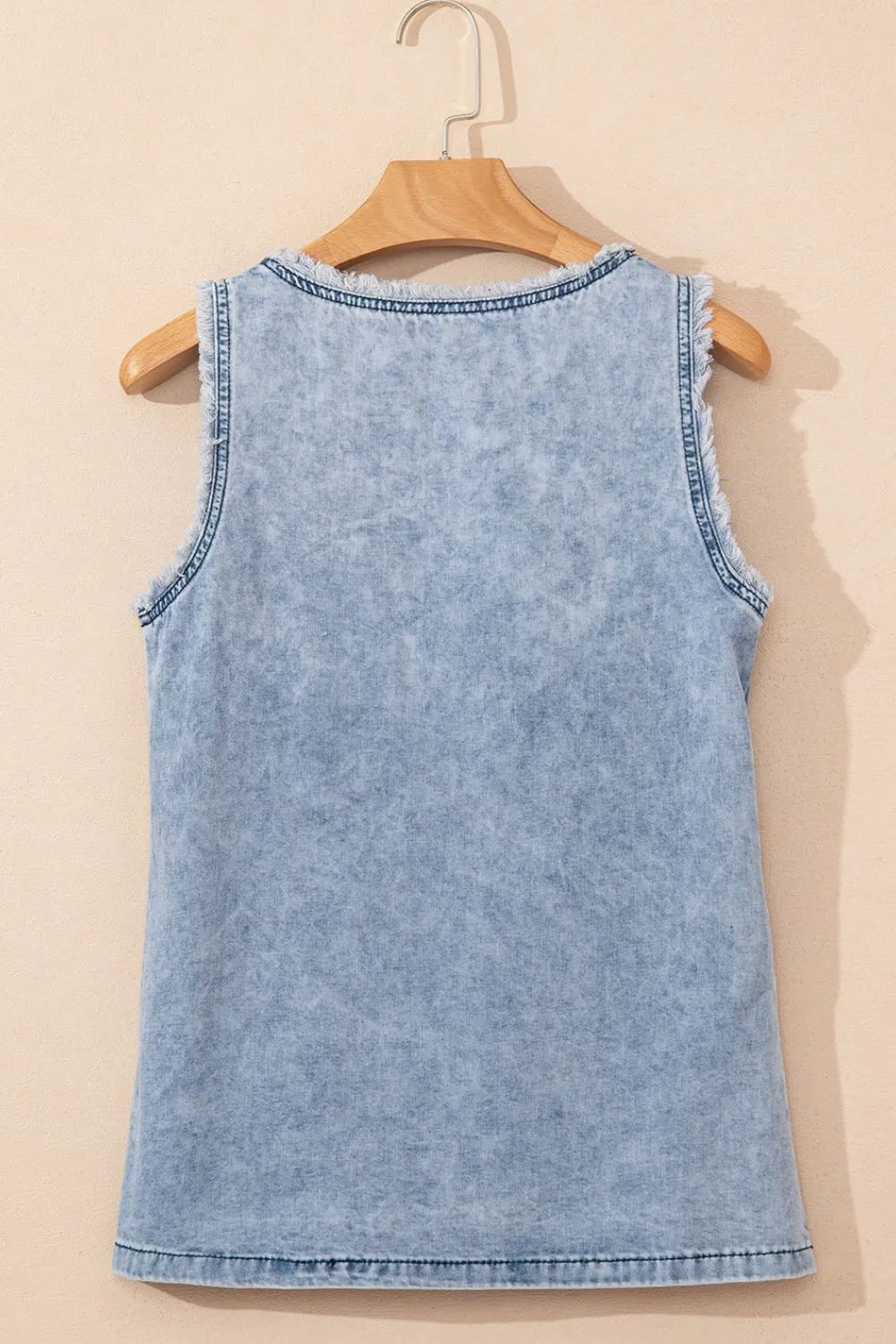 Mineral Wash Denim Frayed U Neck Sleeveless Top - Premium Women / Jeans & Denim from Trendsi - Just $30.96! Shop now at Handbags Specialist Headquarter