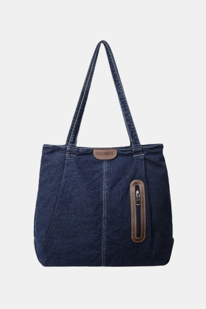 Medium Denim Tote Bag - Premium Tote Bag from Trendsi - Just $32.99! Shop now at Handbags Specialist Headquarter