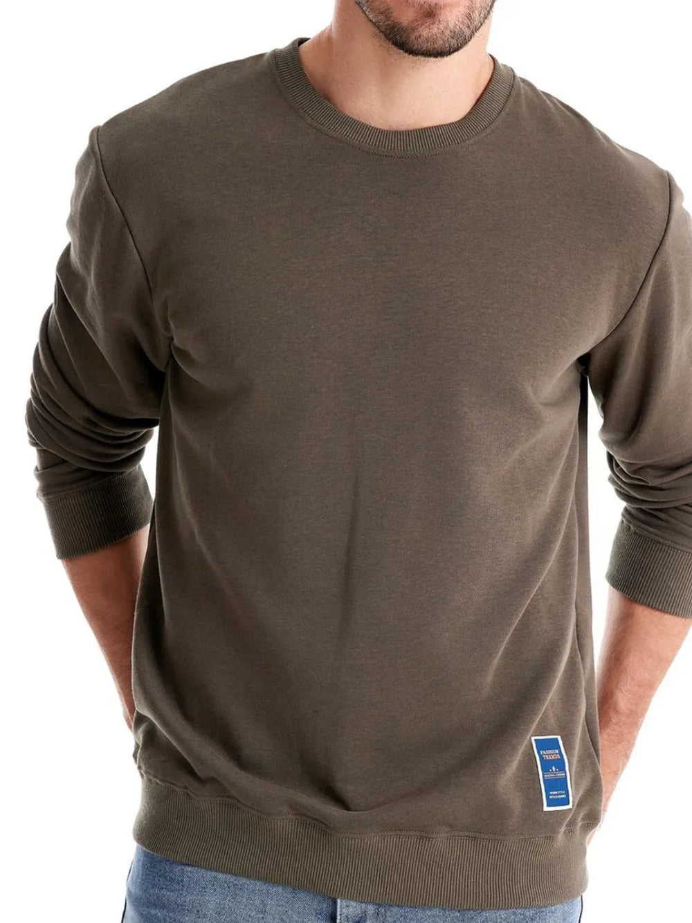 Men's Round Neck Long Sleeve Sweatshirt - Premium Men's Sweatshirts from Trendsi - Just $33.88! Shop now at Handbags Specialist Headquarter