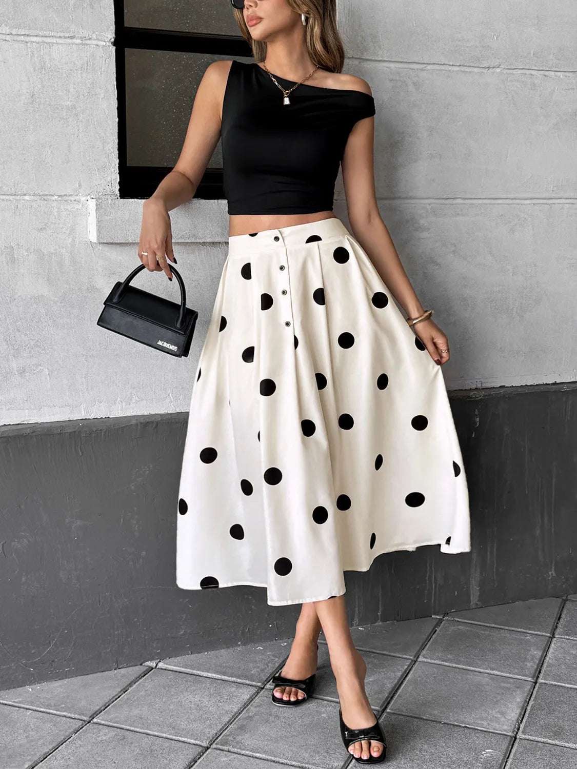 Polka Dot Skirt - Premium Skirts from Trendsi - Just $33.99! Shop now at Handbags Specialist Headquarter