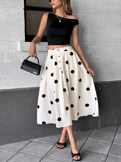 Polka Dot Skirt - Premium Skirts from Trendsi - Just $33.99! Shop now at Handbags Specialist Headquarter