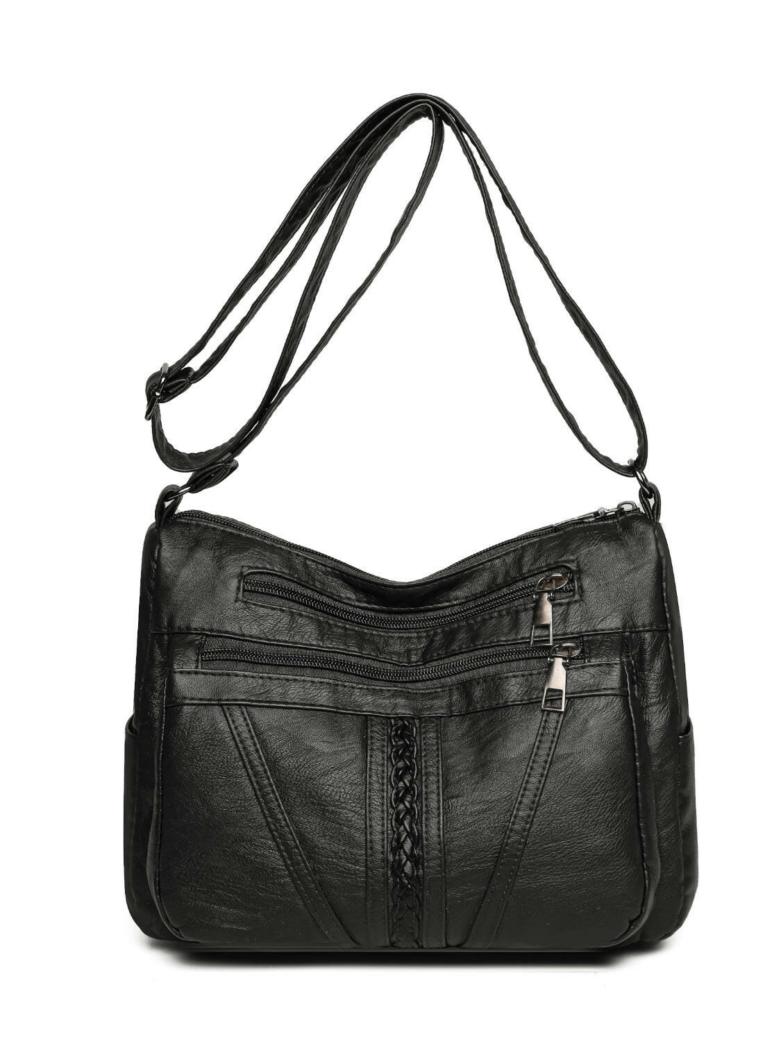 PU Leather Adjustable Strap Shoulder Bag.