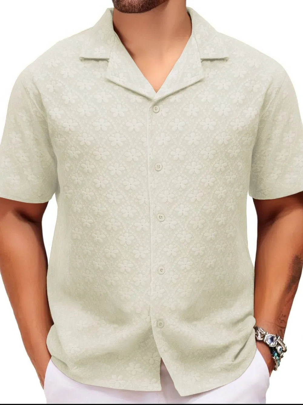 Men's Plus Size Button Down Short Sleeve Shirt - Premium Men's Shirt's from Trendsi - Just $30.72! Shop now at Handbags Specialist Headquarter