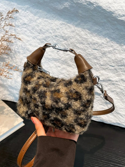 Fuzzy Polyester Mini Handbag with Zipper - Premium Tote Bag from Trendsi - Just $39.99! Shop now at Handbags Specialist Headquarter