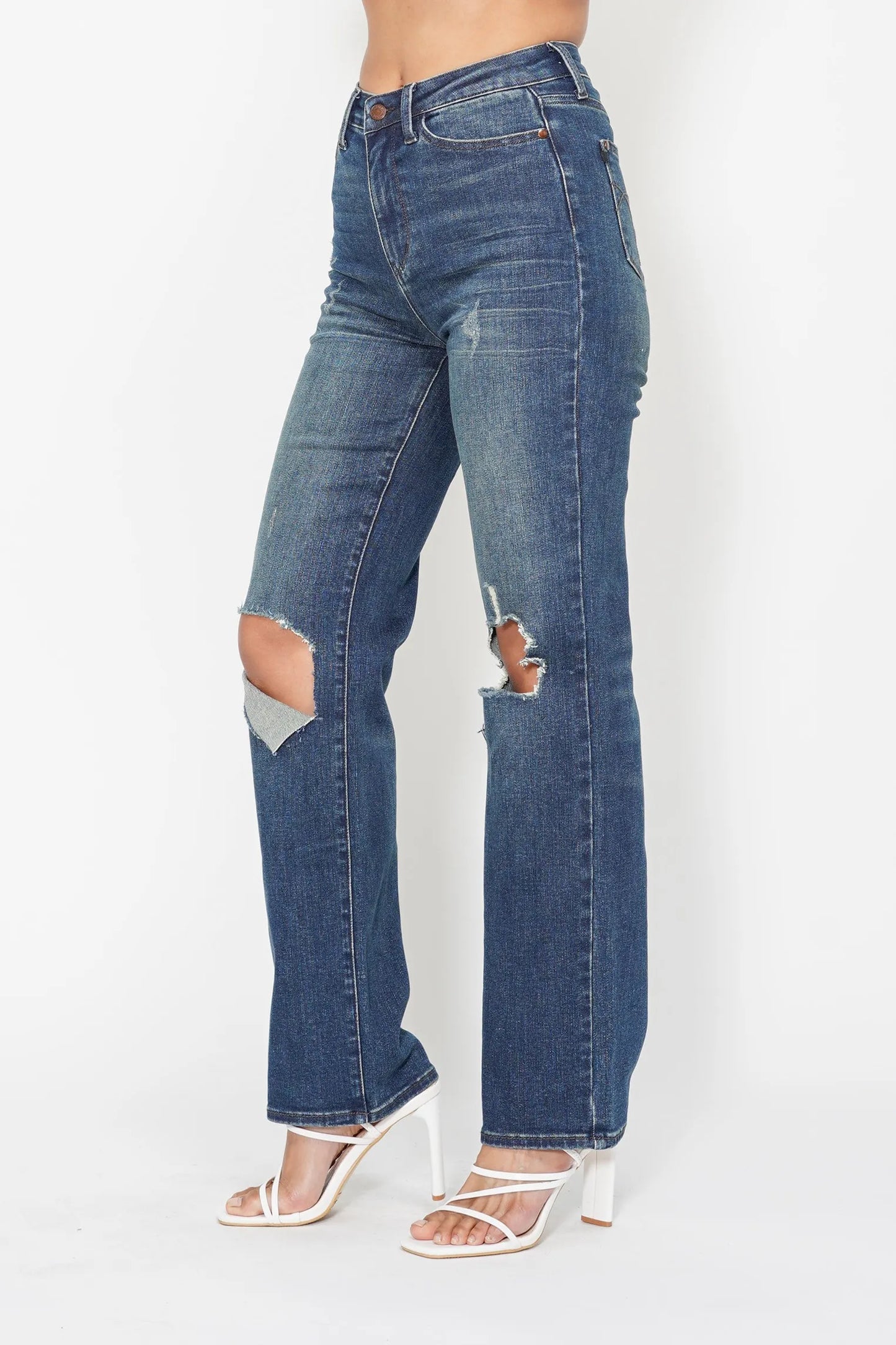 Judy Blue Full Size Hw Ripped Knee Dad Jeans Plus Size - Premium Women / Jeans & Denim from Trendsi - Just $67.99! Shop now at Handbags Specialist Headquarter